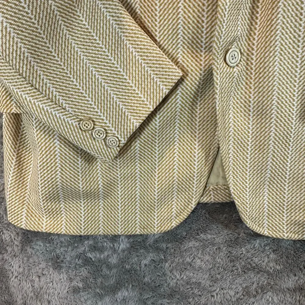 Vintage 70s Anderson L. Blazer Sport Coat Jacket Yellow Herringbone Leisure Suit